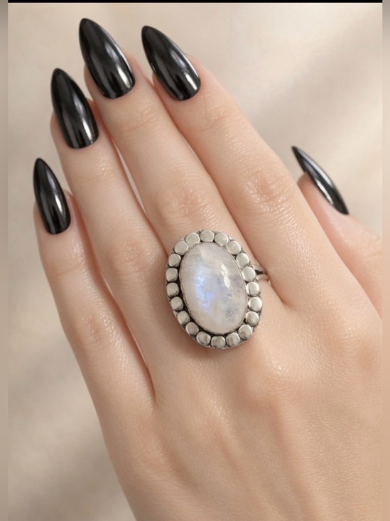 Jewelry - Rainbow Moonstone Layered Sterling Silver Ring Size 6.5